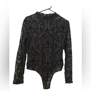 Women Mesh Suede Body Suit